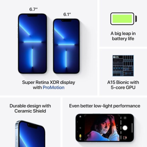 Apple iPhone 13 Pro Max, 128GB, Sierra Blue - Unlocked (Renewed) - Image 3