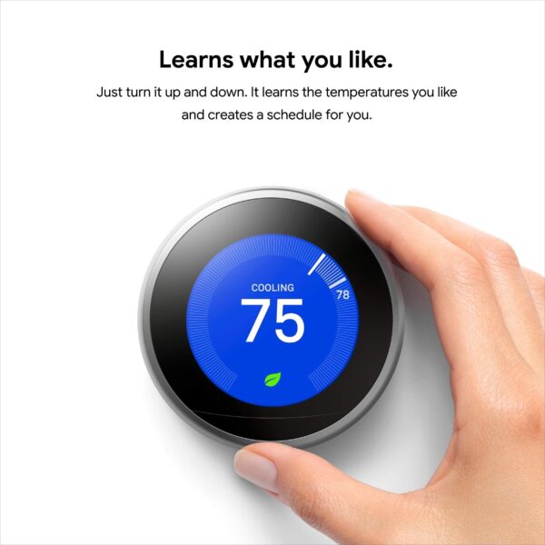 Google Nest Learning Thermostat 3rd Gen Stainless Steel T3007ES - Image 3
