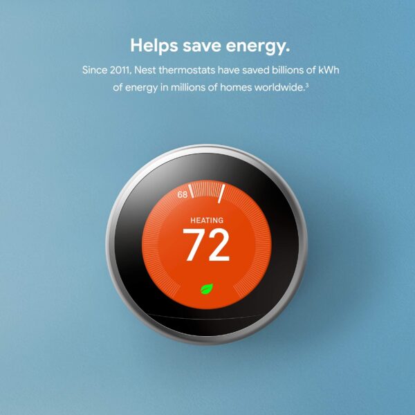 Google Nest Learning Thermostat 3rd Gen Stainless Steel T3007ES - Image 2