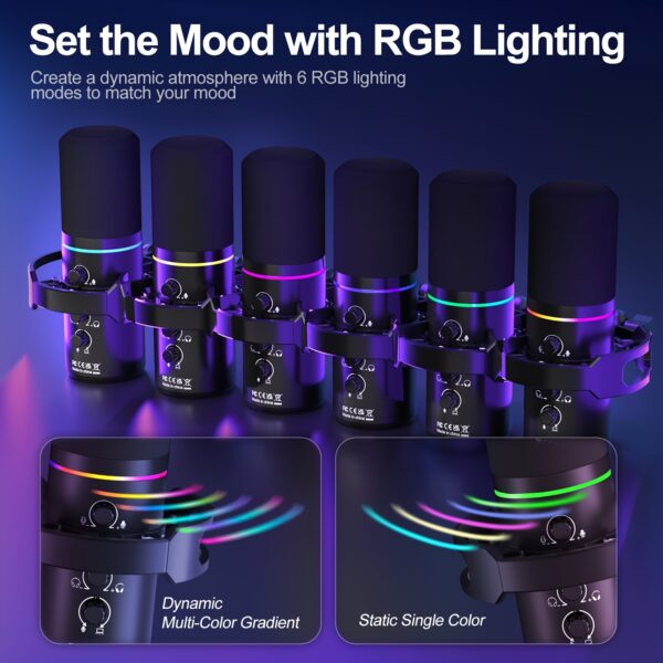 Dynamic Microphone Kit, RGB Podcast Mic with Software - Image 5