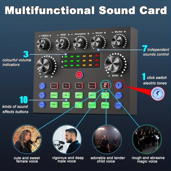 Podcast Equipment Bundle, V8s Audio Interface, Wired Microphone - Image 8