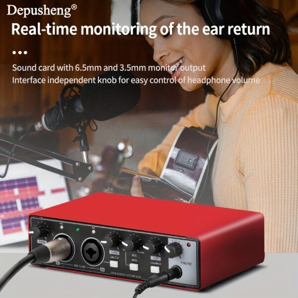Depusheng Professional Audio Interface Sound Card, 24Bit/192kHz, XLR - Image 3