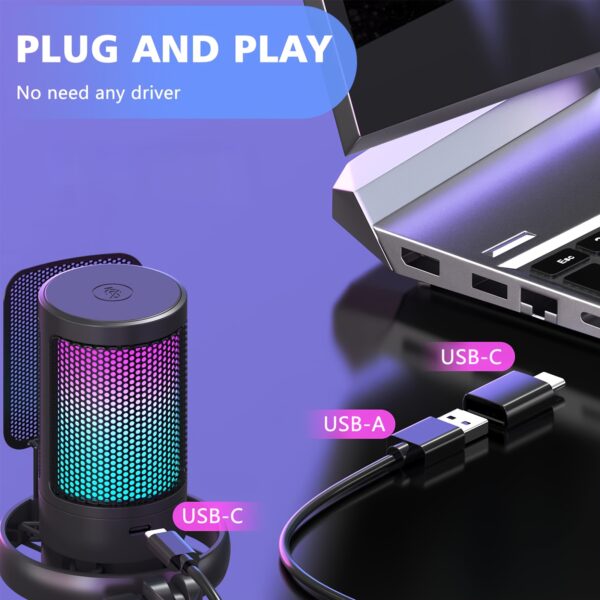 Microphone, USB PC Microphone, For Podcasting Video, Streaming, Condenser Microphone - Image 7