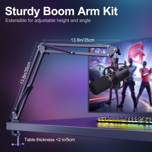 Dynamic Microphone Kit, RGB Podcast Mic with Software - Image 8
