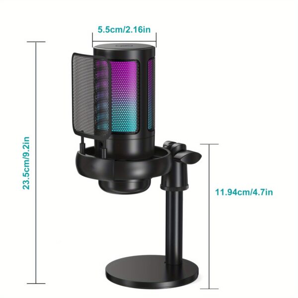 Microphone, USB PC Microphone, For Podcasting Video, Streaming, Condenser Microphone - Image 3