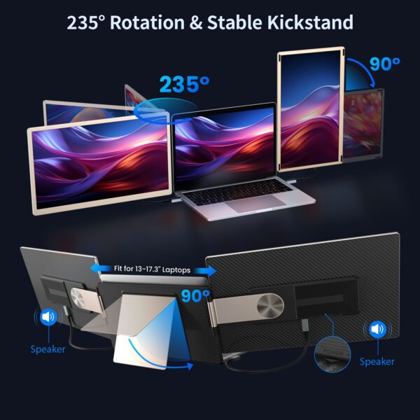 15.6" Triple Extension Portable Monitor with Speakers - Image 6