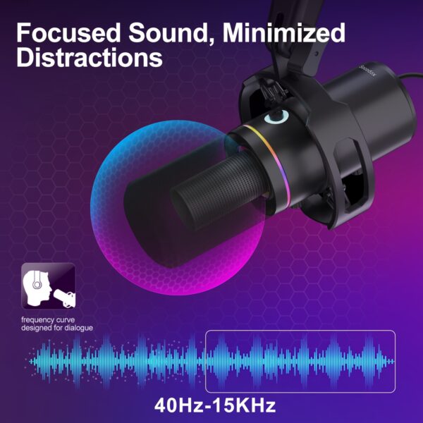 Dynamic Microphone Kit, RGB Podcast Mic with Software - Image 4
