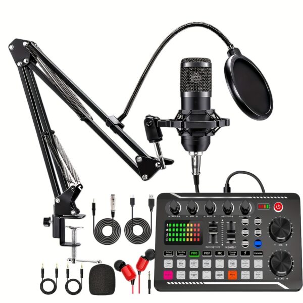 Podcast Equipment Bundle, V8s Audio Interface, Wired Microphone - Image 7