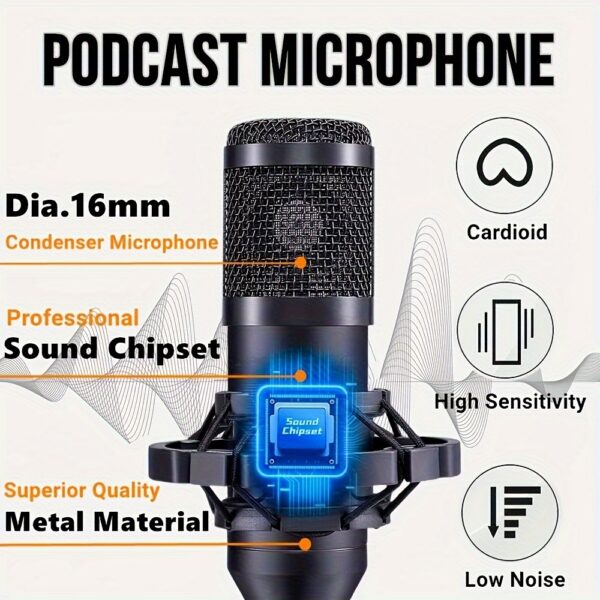 Podcast Equipment Bundle, V8s Audio Interface, Wired Microphone - Image 3