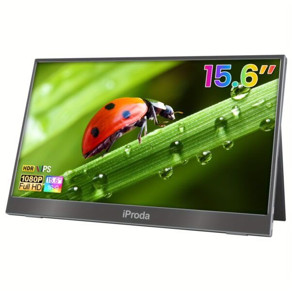 Iproda 15.6" Portable Monitor (1080P FHD IPS, Smart Case, Black)