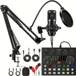 Podcast Equipment Bundle, V8s Audio Interface, Wired Microphone
