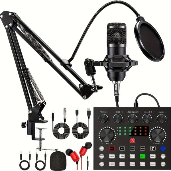 Podcast Equipment Bundle, V8s Audio Interface, Wired Microphone