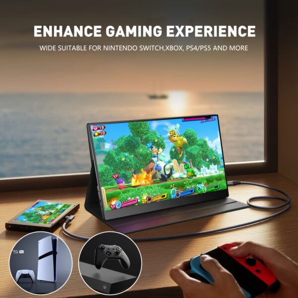 15.6" Portable FHD IPS Gaming Monitor (Black, Smart Case) - Image 3