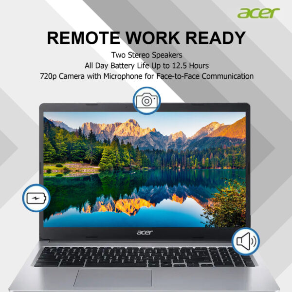Acer 15.6" Chromebook – Intel Celeron N4020, 4GB RAM, Up to 320GB Storage, Chrome OS - Image 3