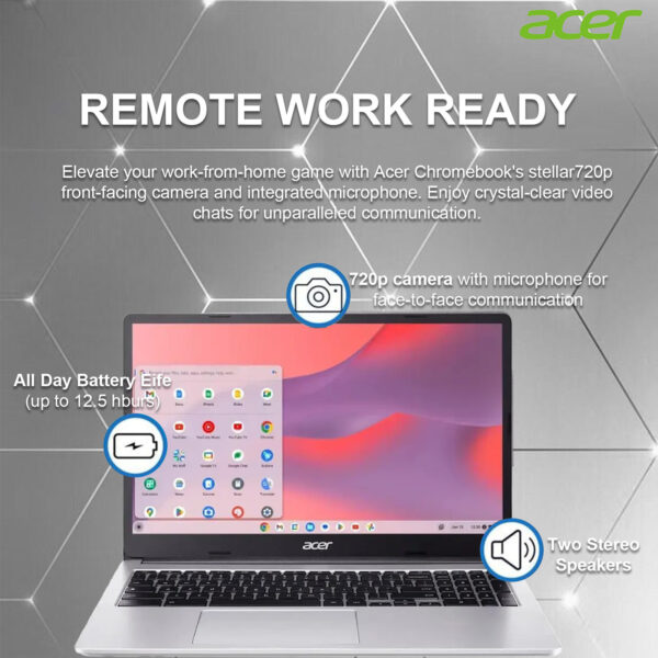 Acer 15.6" Student Chromebook – Intel Pentium N6000, 4GB RAM, Up to 384GB Storage, Chrome OS - Image 6